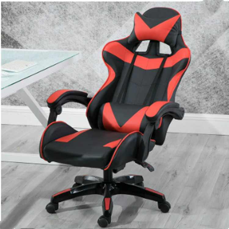 Red headrest footrest gaming chair